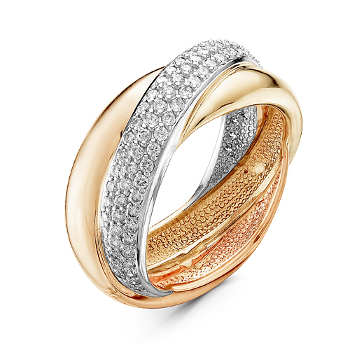 Кольцо, золото, бриллиант, желтый, 01-1053